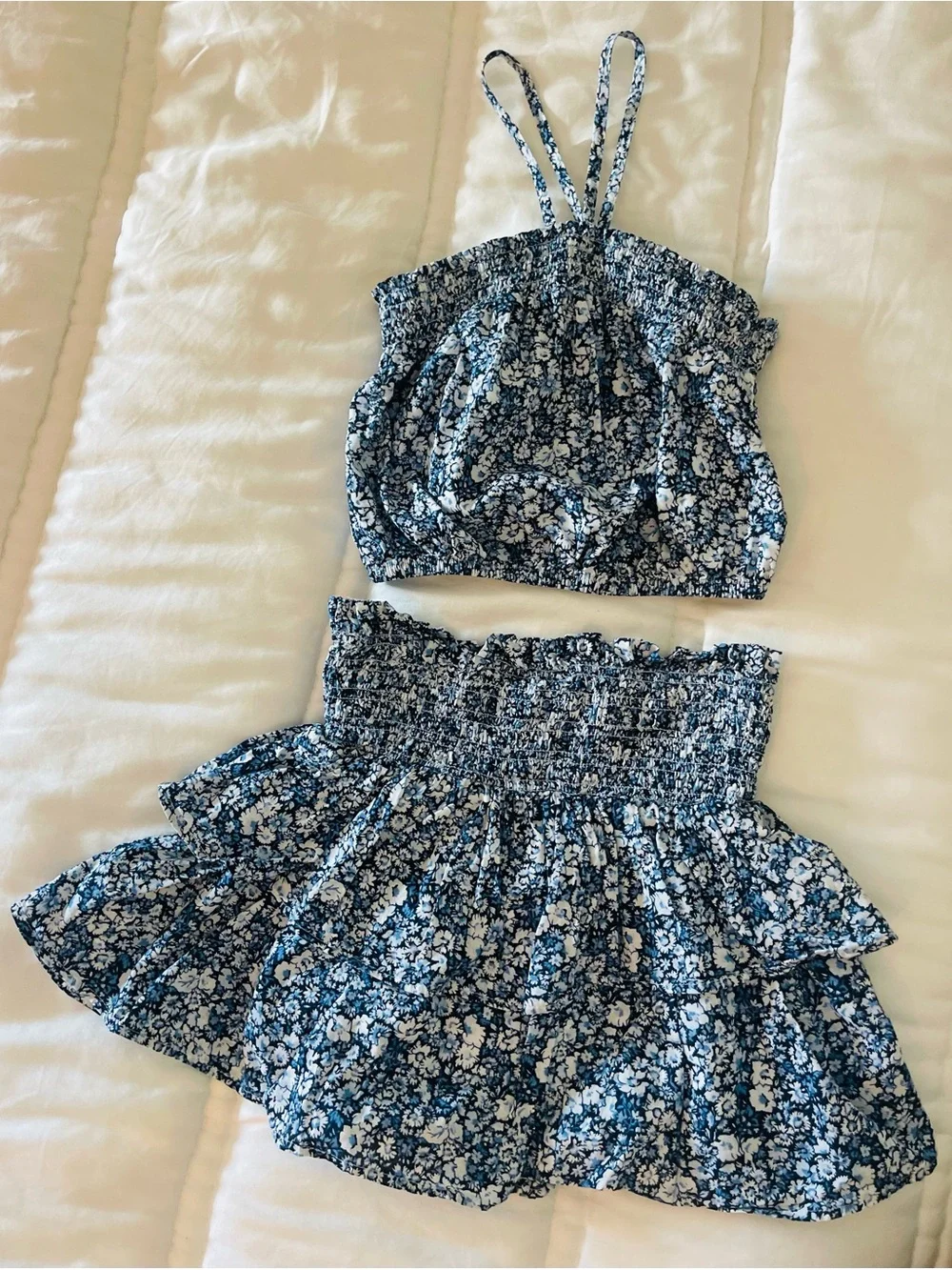 GapBlue Kids: Floral Smocked Two-Piece Crop Top & Skirt Set